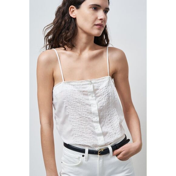 Nili Lotan Shelia Cami Blouse Top Buttondown Sleeveless Lace Cotton M NEW 284839 - Picture 1 of 9